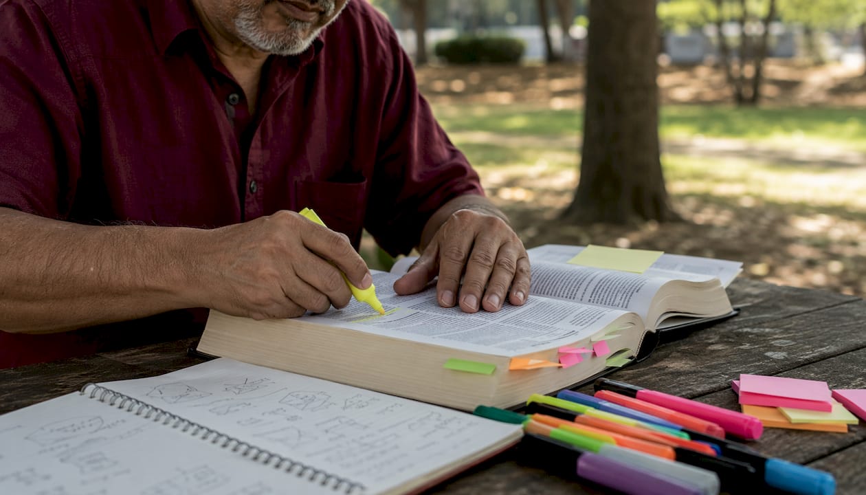 Hands highlighting medical record exemption statutes in law book