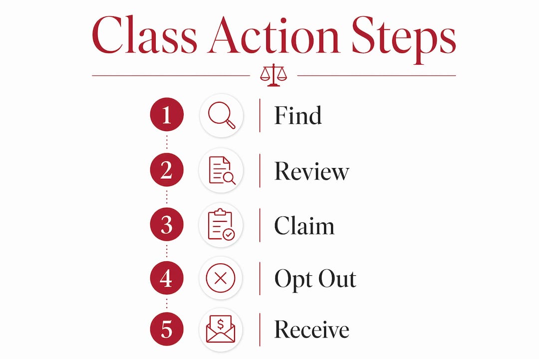Infographic showing class action participation steps