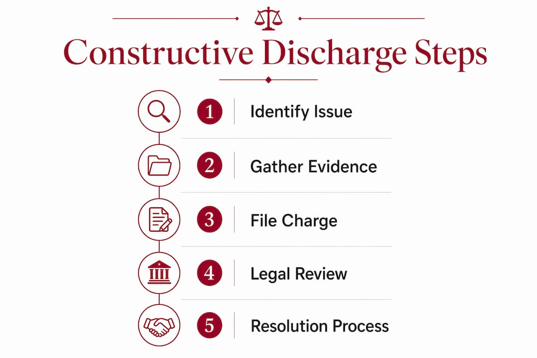 Infographic showing constructive discharge claim steps
