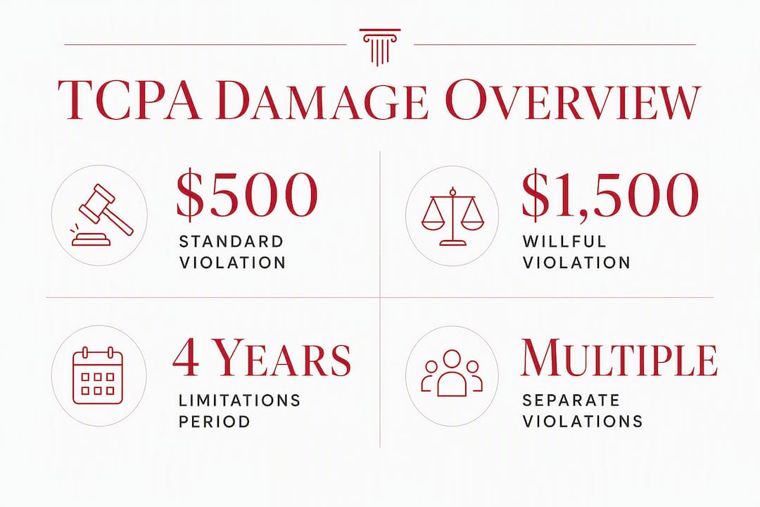 Infographic illustrating TCPA damages and key facts