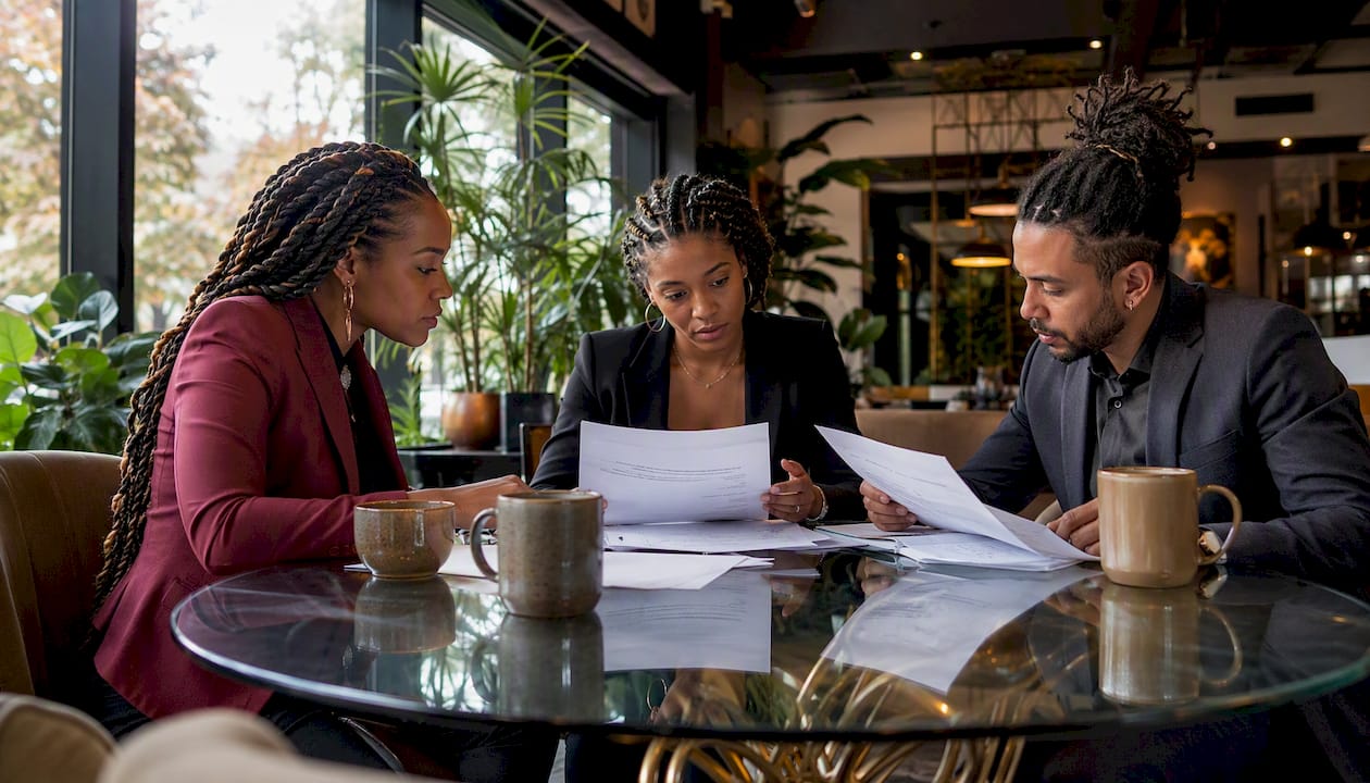 Professionals reviewing California CROWN Act documents
