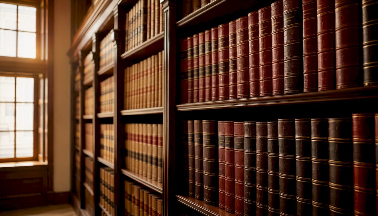 Law library shelves with legal books