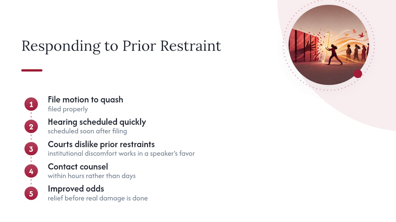A Practitioner's View on Fighting Prior Restraint — overview diagram