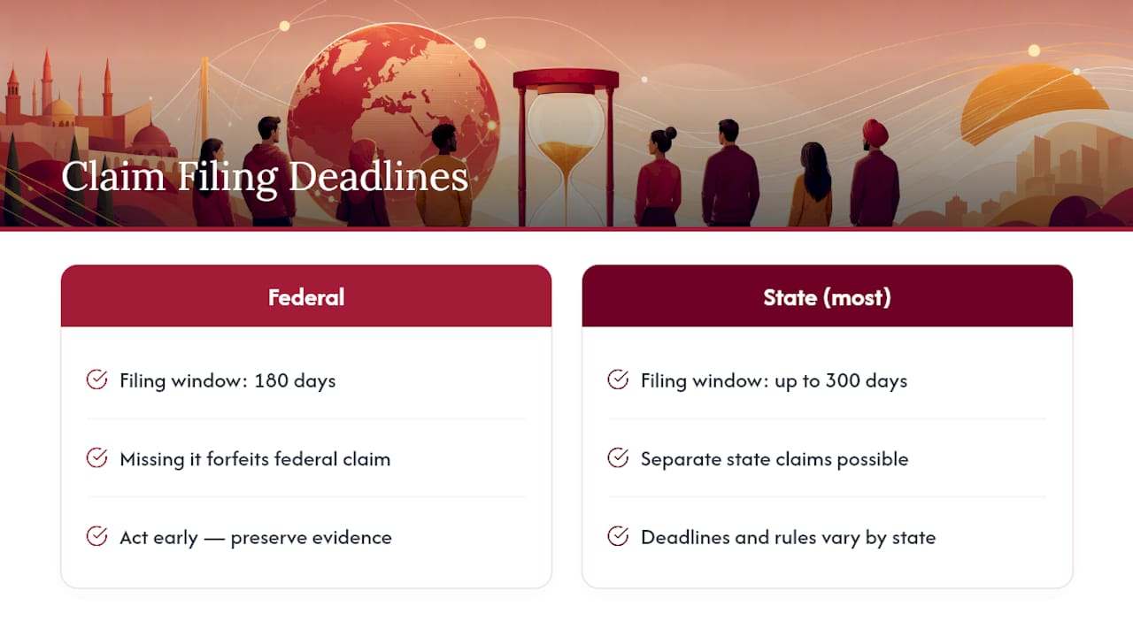 Timeline of federal and state discrimination claim deadlines