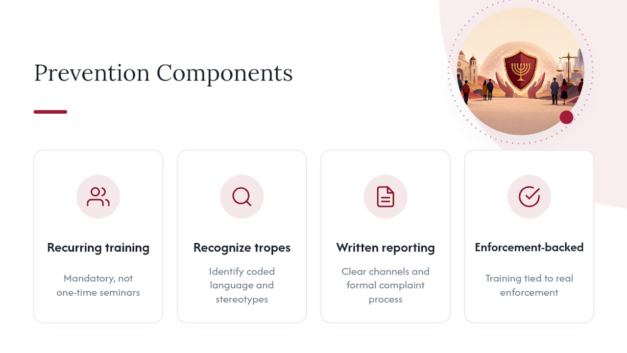 Four components of harassment prevention programs