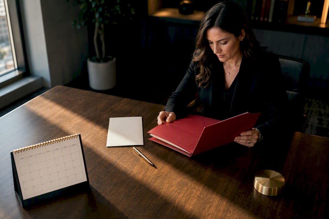 FOIA appeal file beside deadline calendar