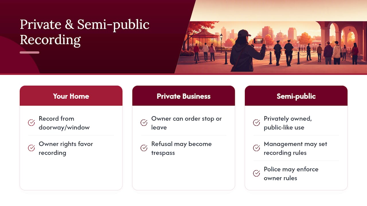 How to Handle Recording in Private Property or Semi-Public Spaces — overview diagram