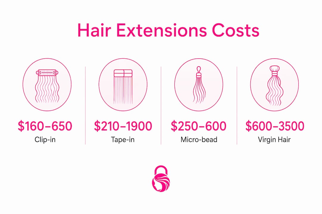Infographic showing hair extension cost ranges