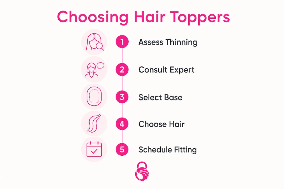 Infographic showing steps to choose hair toppers