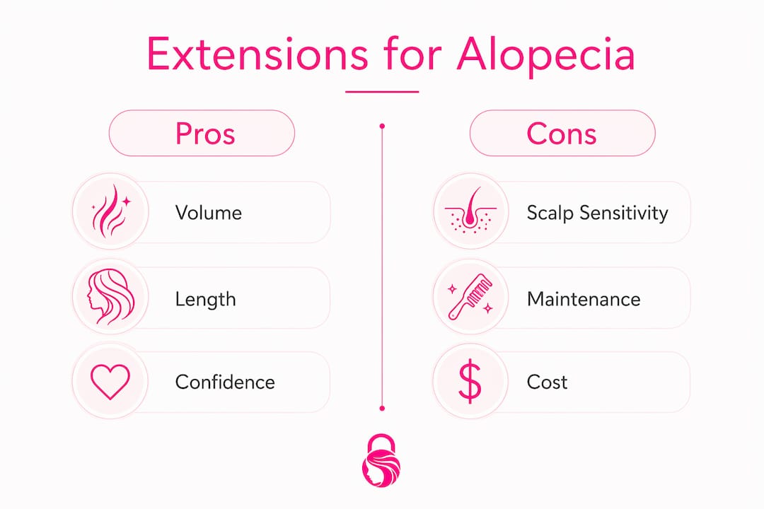 Infographic showing pros and cons of hair extensions