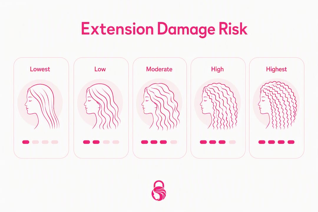 Infographic ranking hair extension damage risk