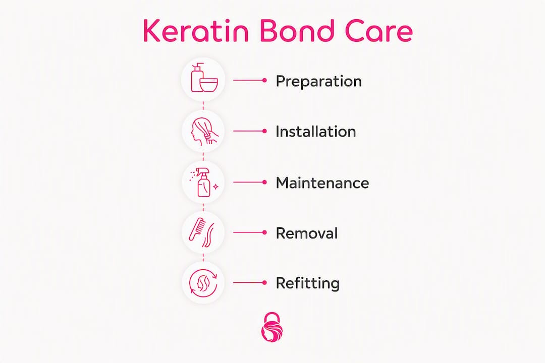Infographic showing care steps for keratin bonds