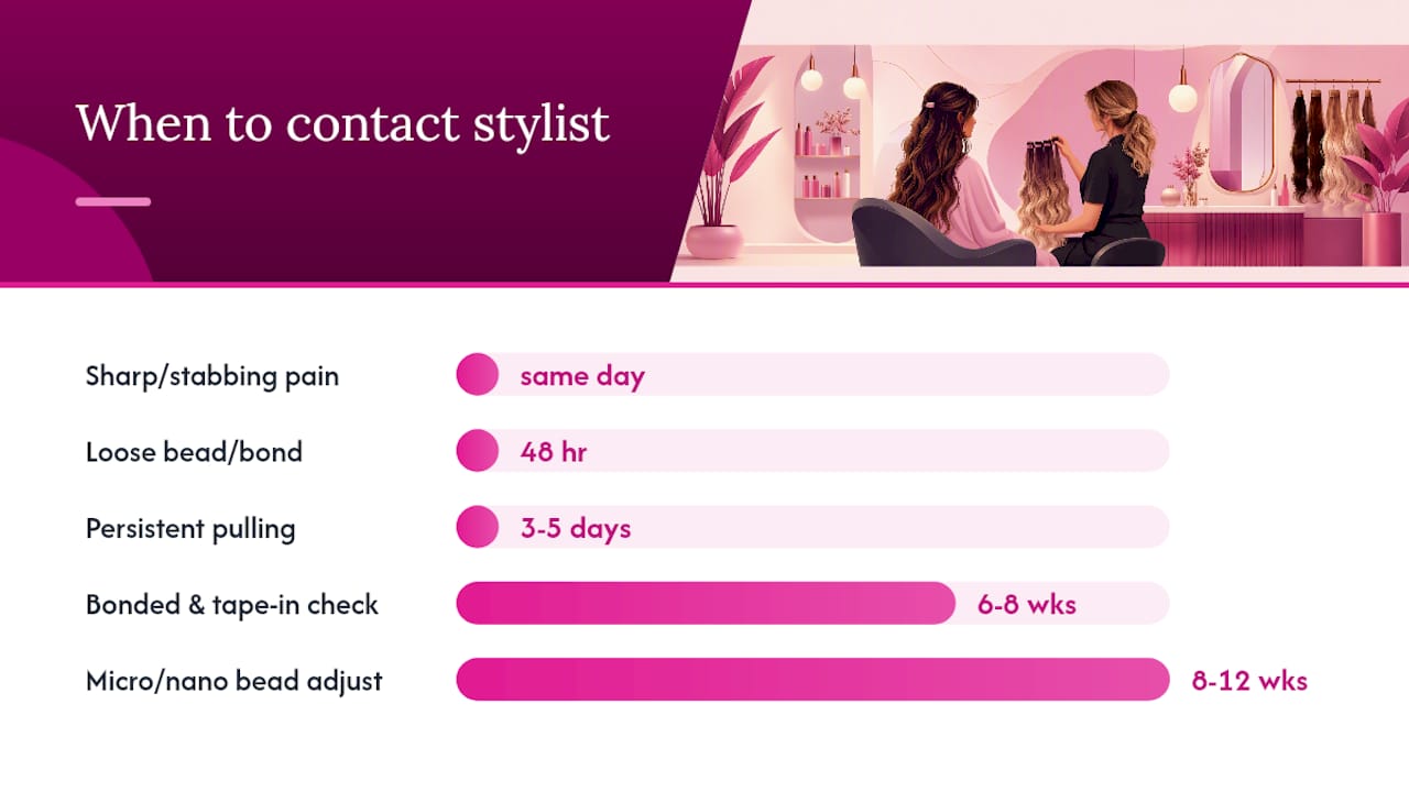 When should you contact your stylist about overnight discomfort? — overview diagram