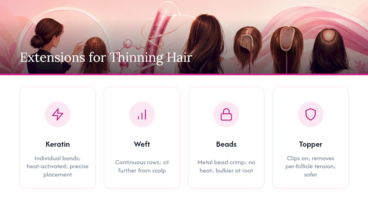 Comparison of extension methods for fine hair