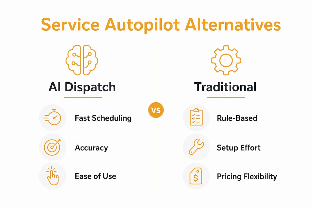 Infographic comparing service autopilot software categories