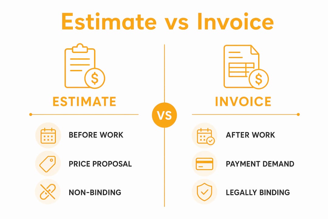 Infographic contrasting estimates and invoices