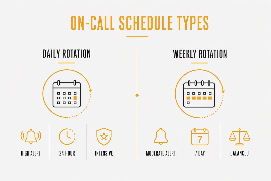 Infographic comparing daily and weekly on-call schedules
