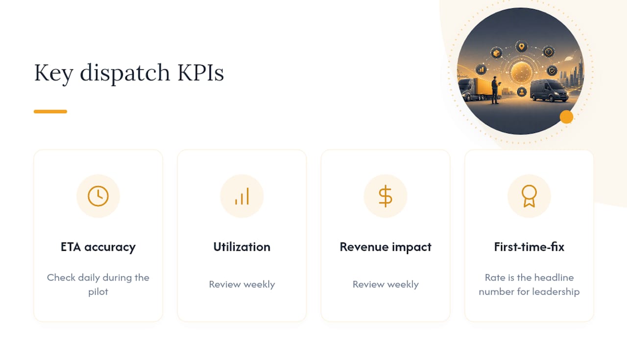 Diagram of dispatch workflow KPIs