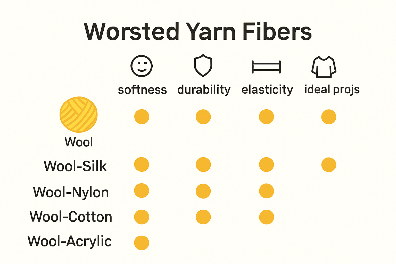 Infographic comparing worsted yarn blends and uses
