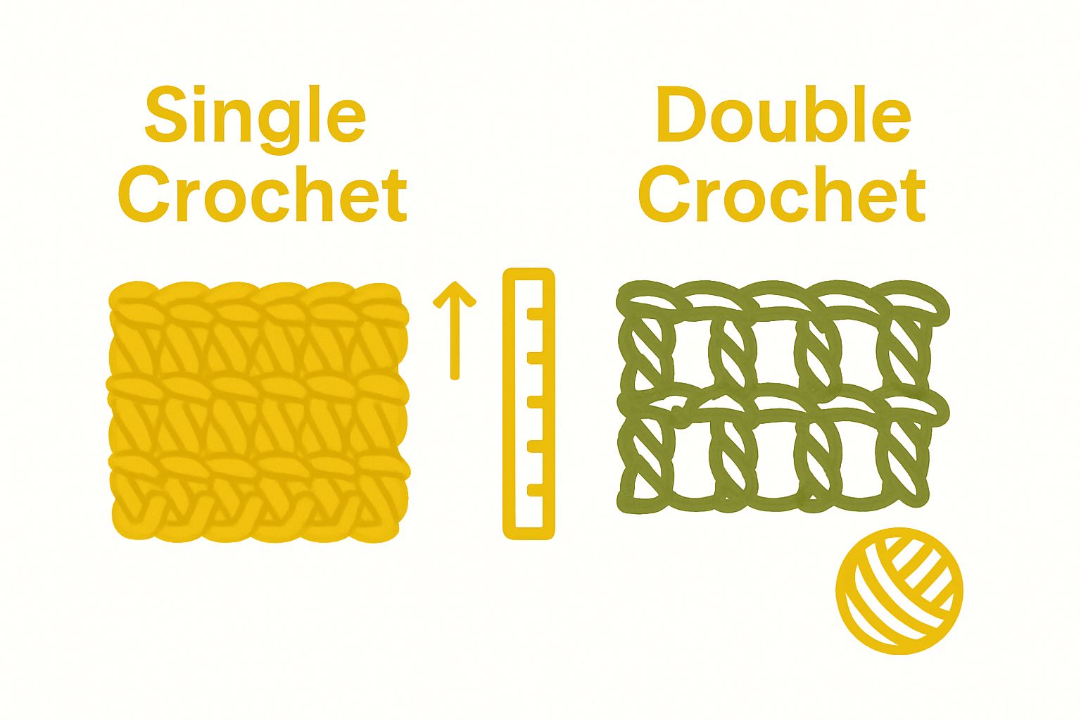 Single crochet vs double crochet visual height and texture comparison