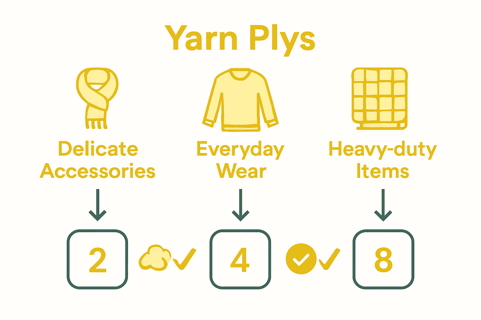 Infographic comparing recommended yarn ply counts by project type