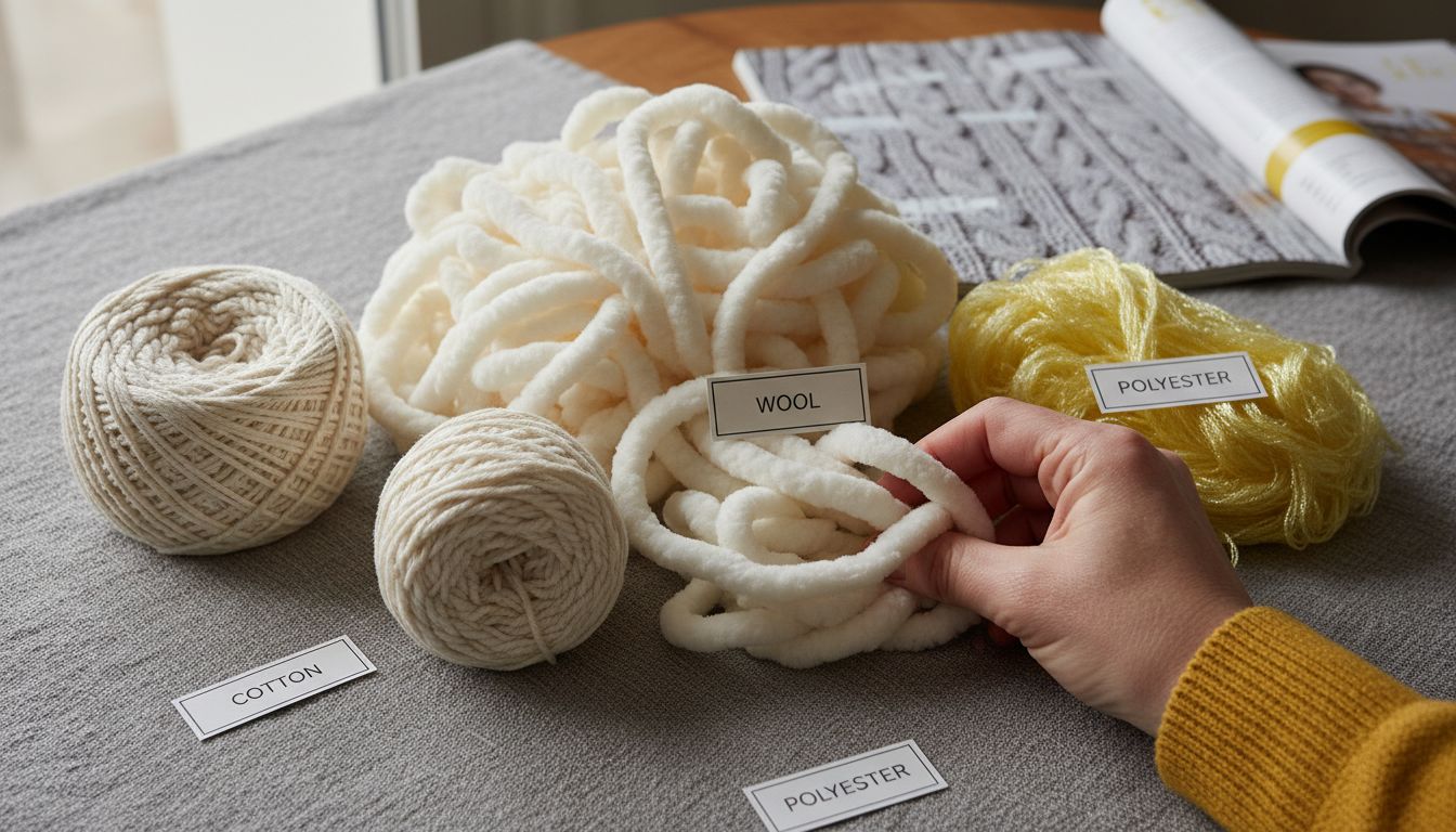 Close-up of different loop yarn types
