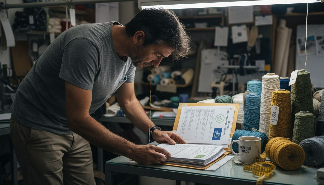 Supplier examining sustainable yarn certification