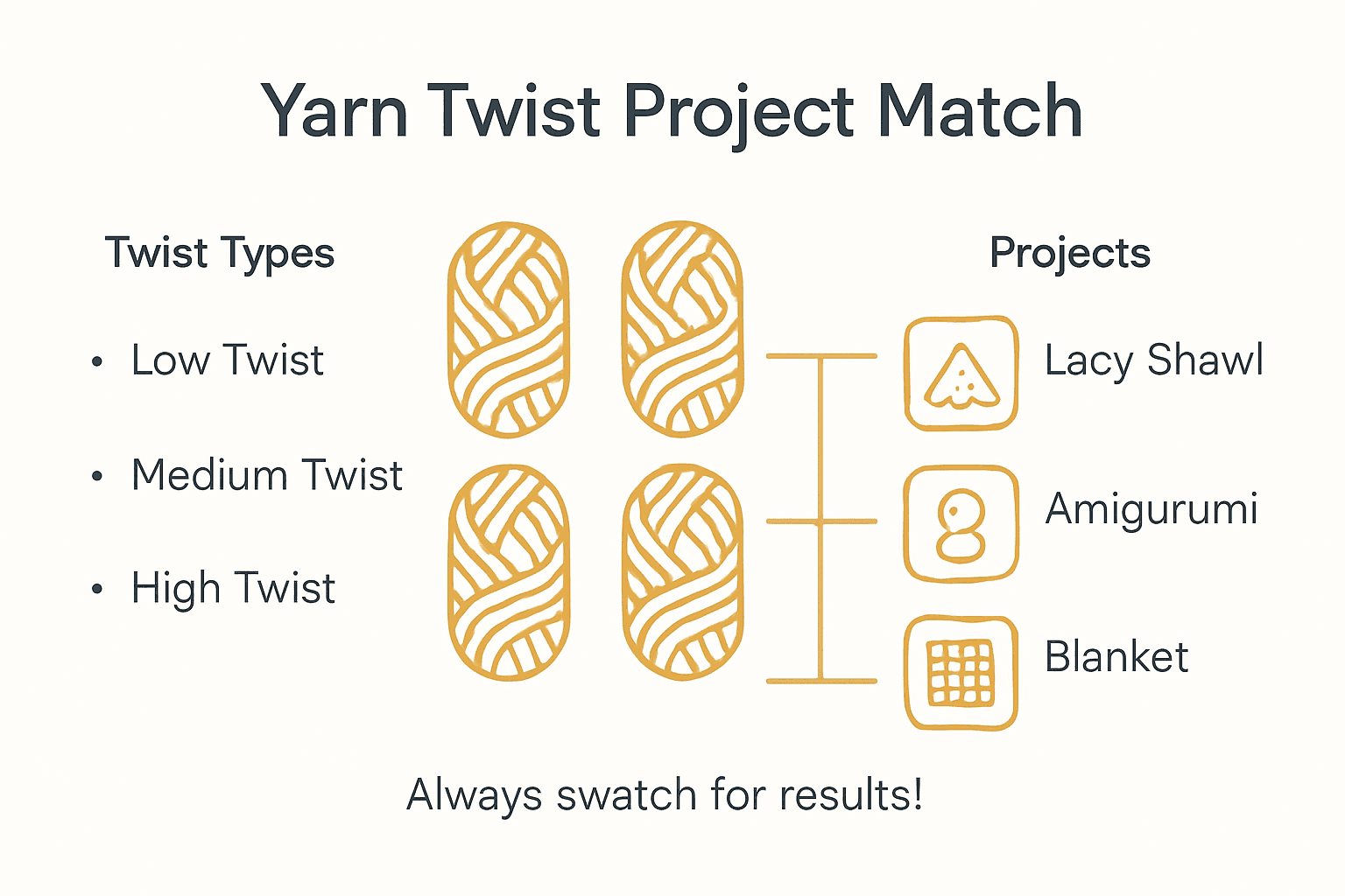 Infographic matching yarn twist to crochet projects