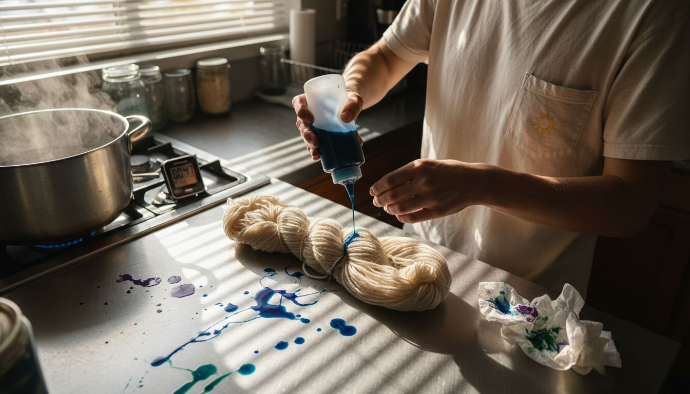 Space dyeing hand dyed yarn process at home