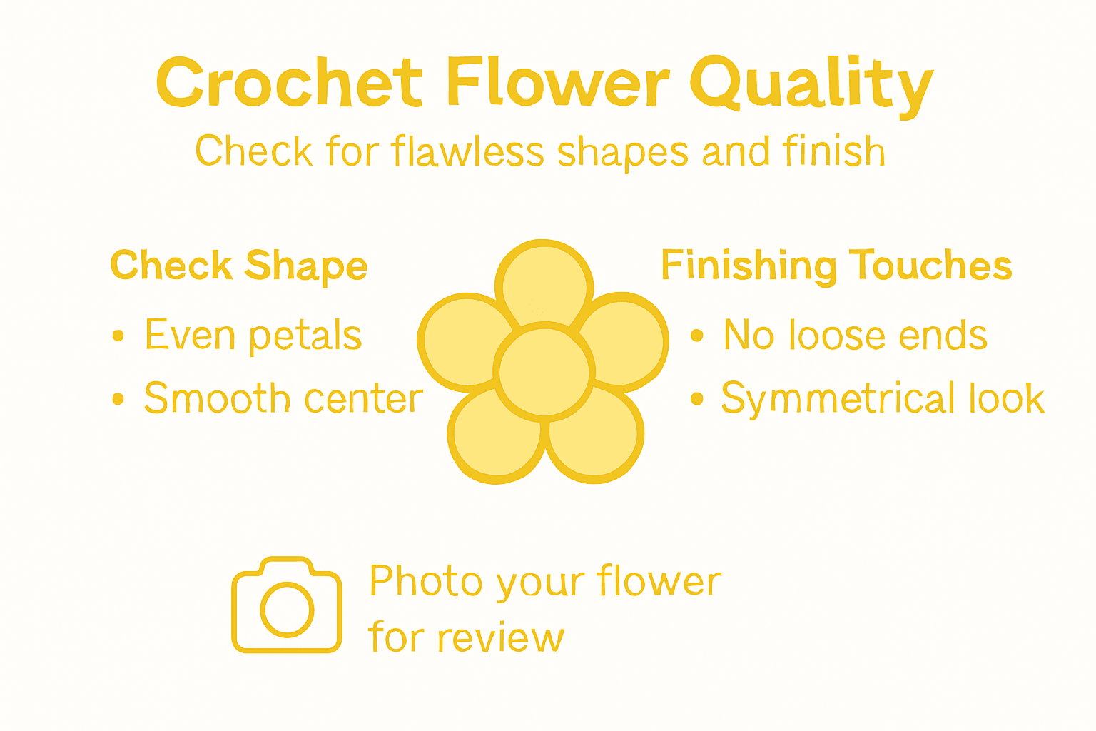 Infographic on checking crochet flower quality