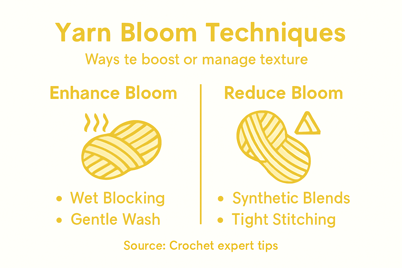 Infographic with techniques for yarn bloom