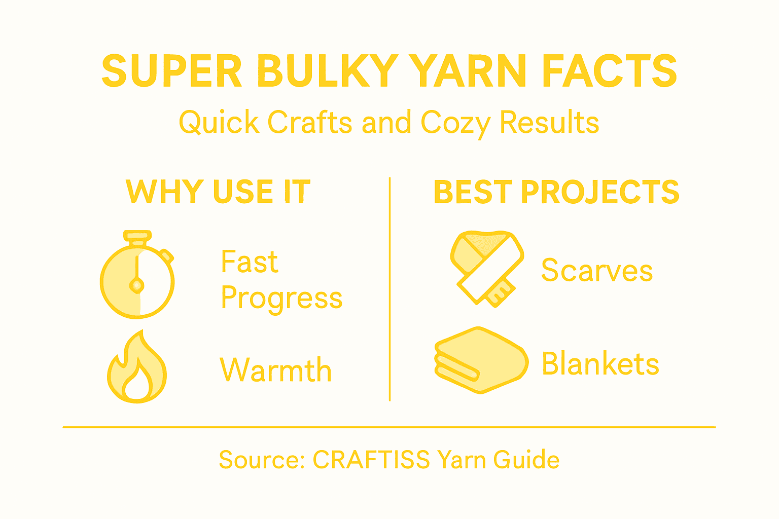 Infographic showing super bulky yarn benefits and uses