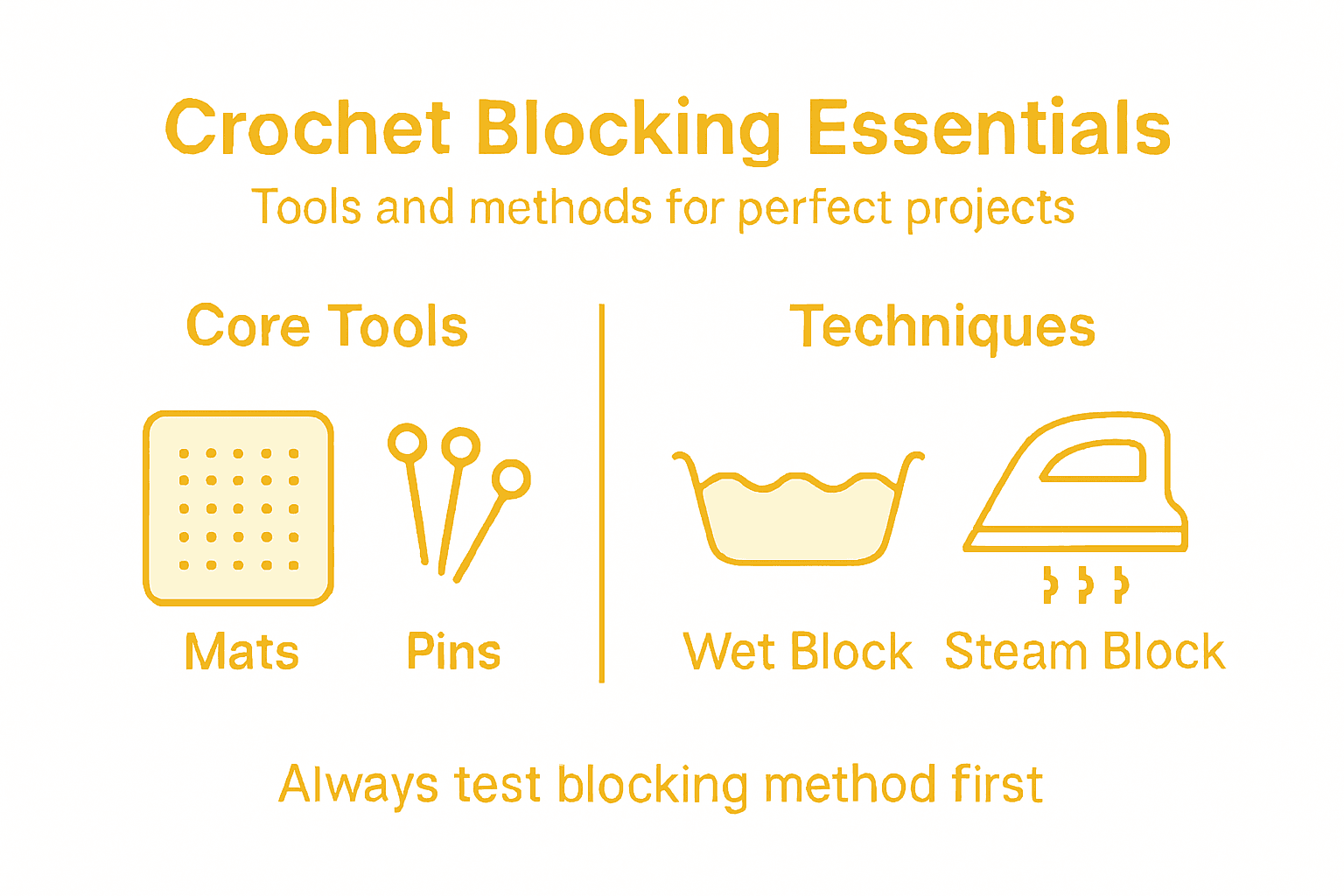 Infographic of crochet blocking tools and methods