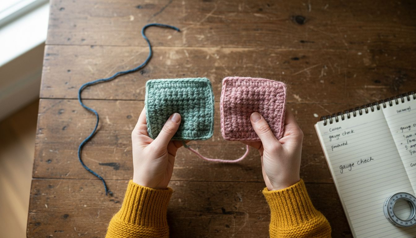 Hands comparing anti pilling versus regular yarn