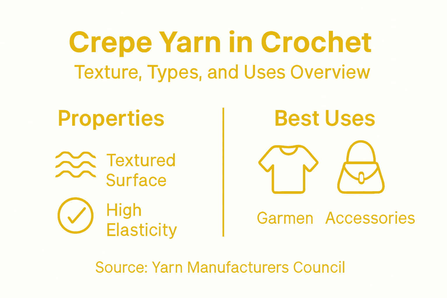 Infographic crepe yarn properties and crochet uses