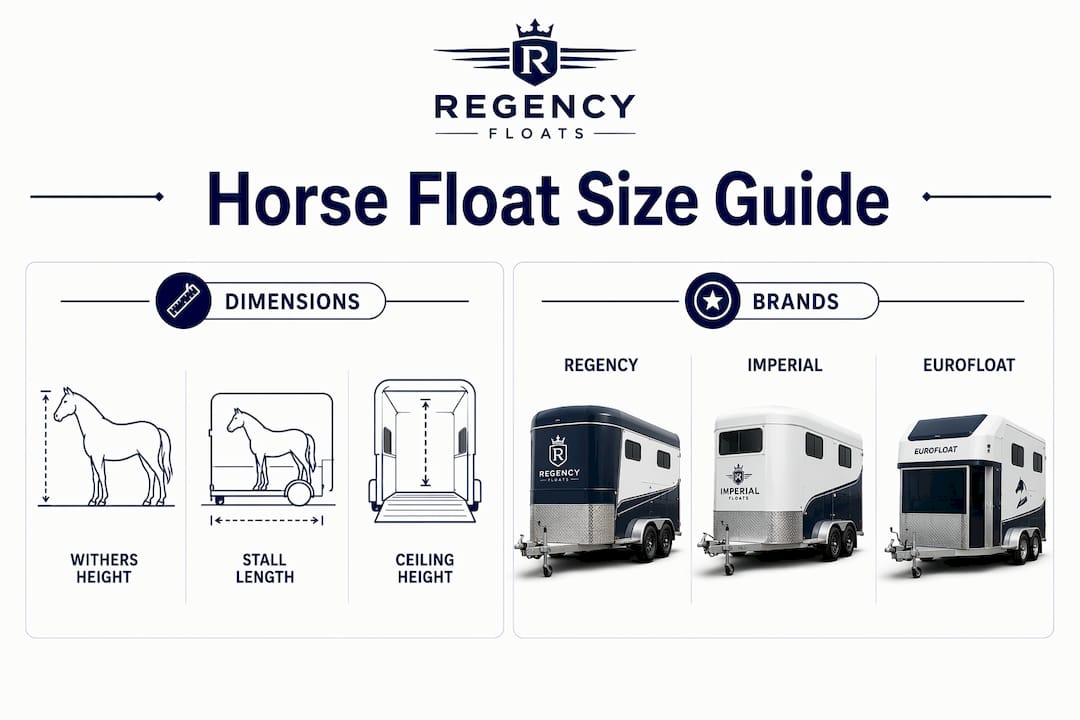 Infographic comparing horse float sizes and brands