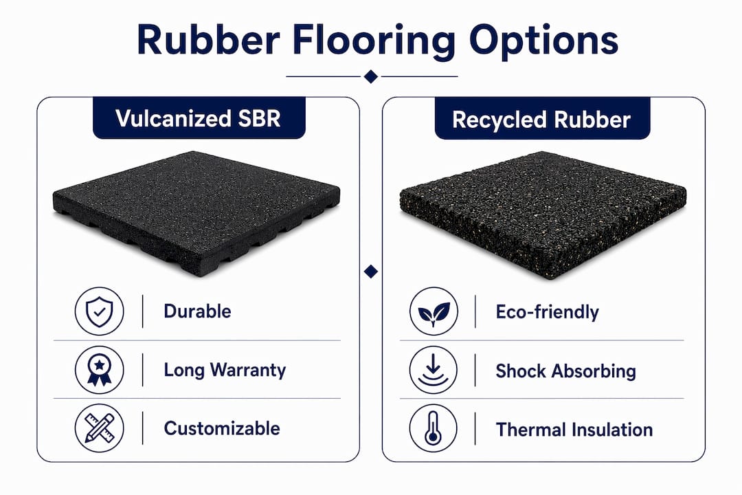 Infographic comparing rubber flooring options for horse floats