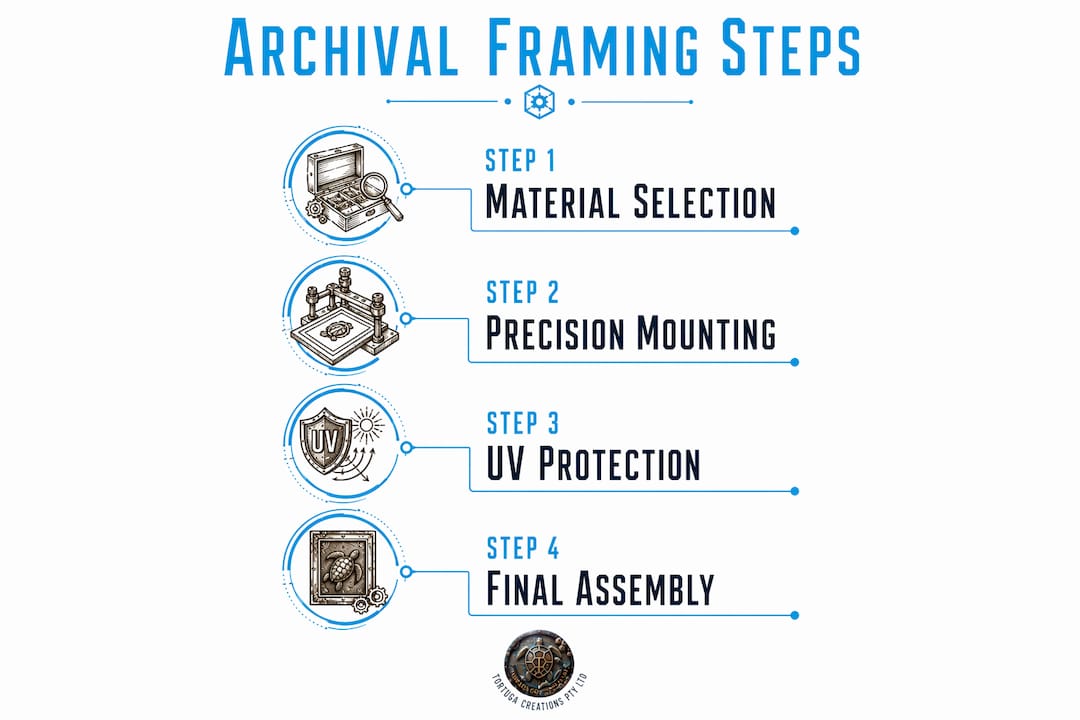Infographic illustrating archival framing process steps