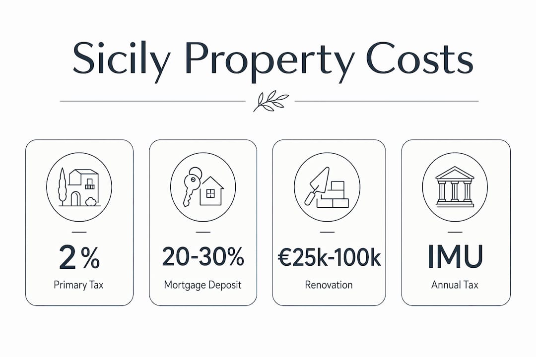 Infographic showing Sicily property cost overview