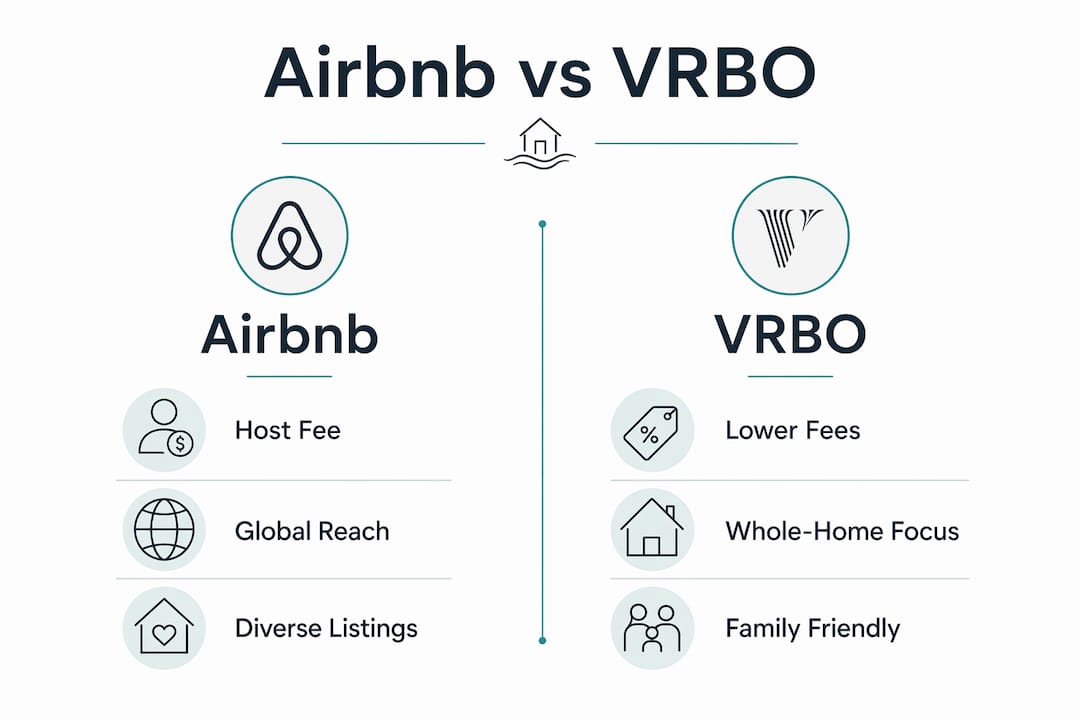 Infographic comparing Airbnb and VRBO features