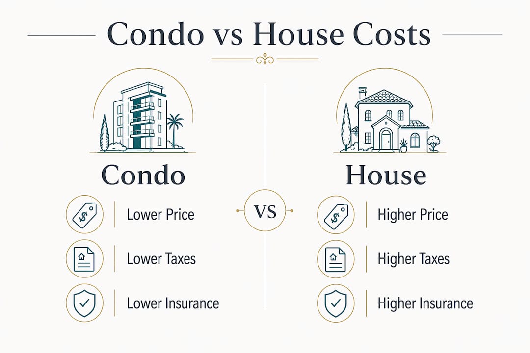 Infographic comparing condo and house costs