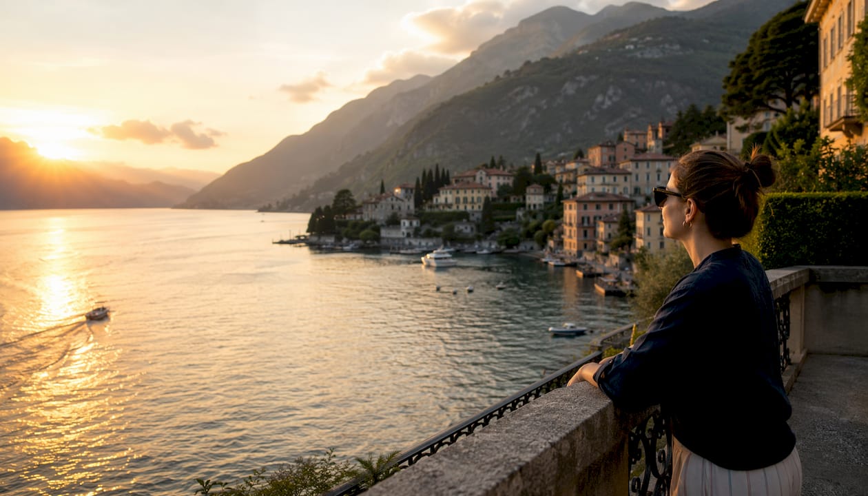 Aerial view of Lake Garda landscape and shoreline