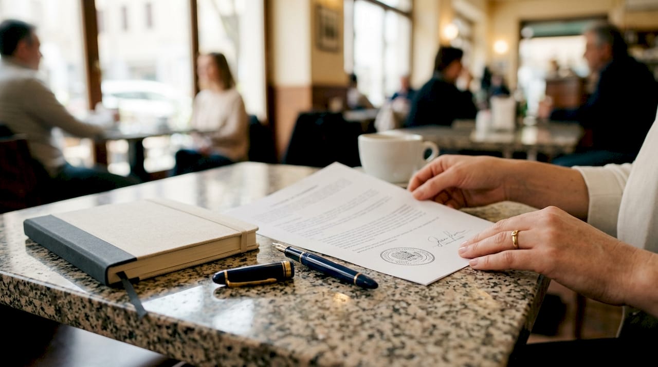 Hands signing official Power of Attorney document with seal