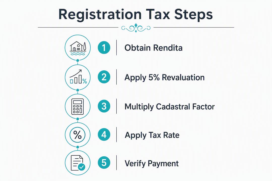 Infographic showing steps to calculate registration tax base
