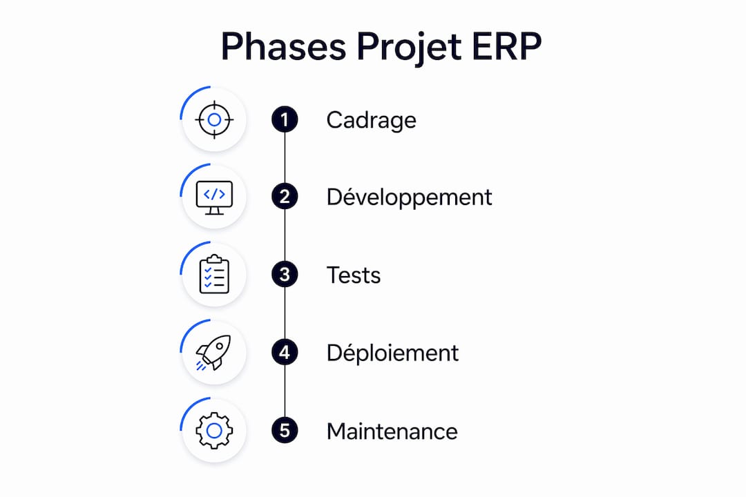 Schéma des étapes clés d’un projet ERP