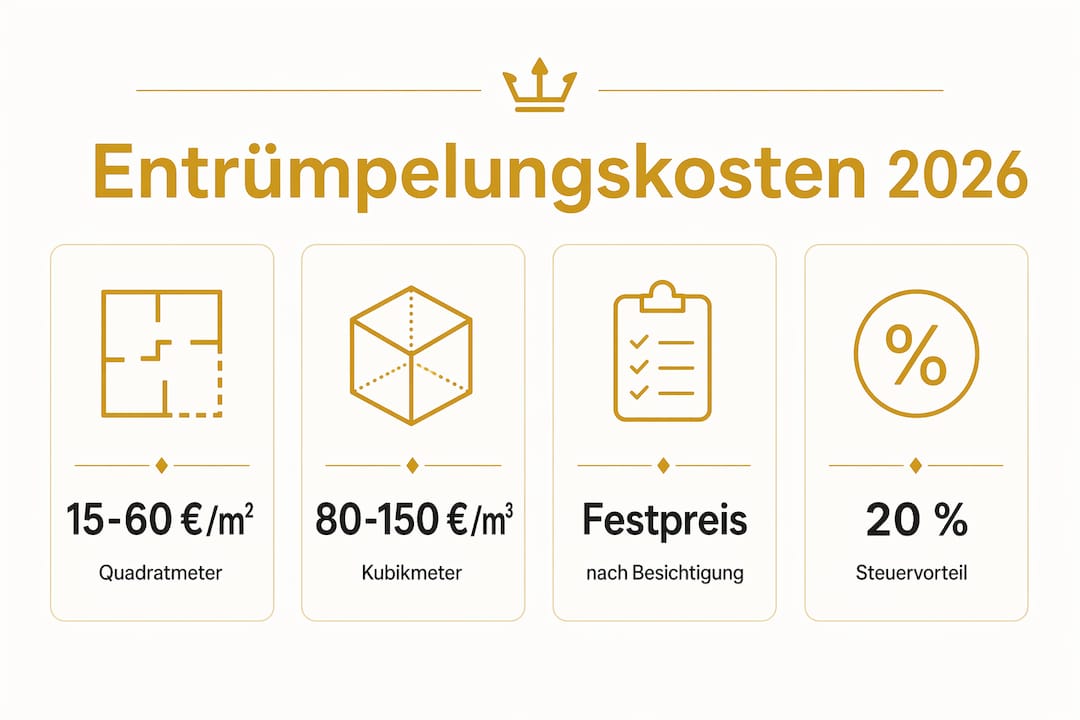 Übersichtsgrafik: Was kostet eine Entrümpelung und welche steuerlichen Vorteile gibt es?