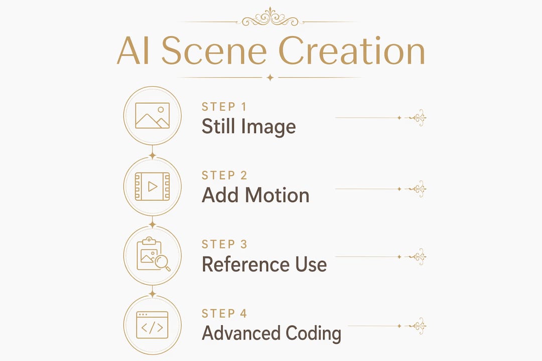 Infographic outlining AI scene creation steps