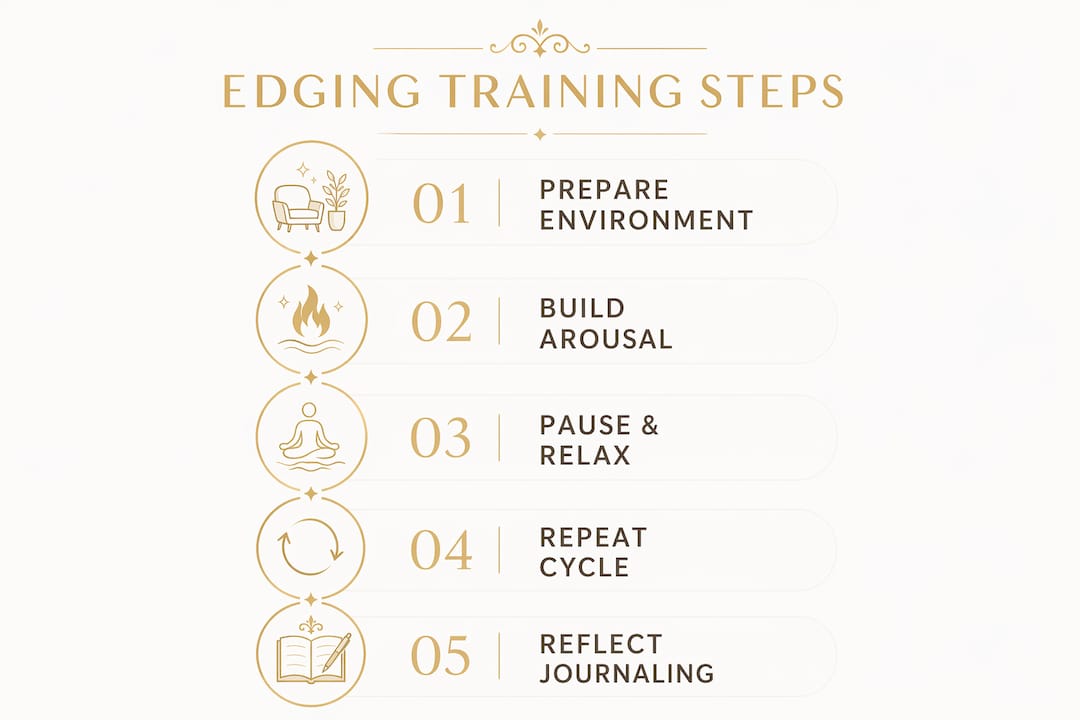 Infographic illustrating edging training step-by-step process