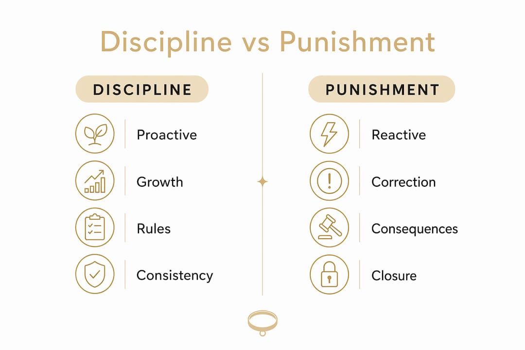 Infographic comparing discipline and punishment in BDSM