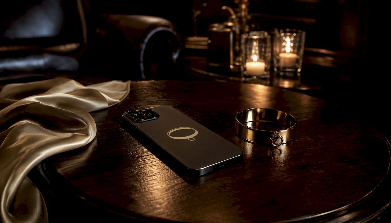 Close-up of dark luxury smartphone with AI app
